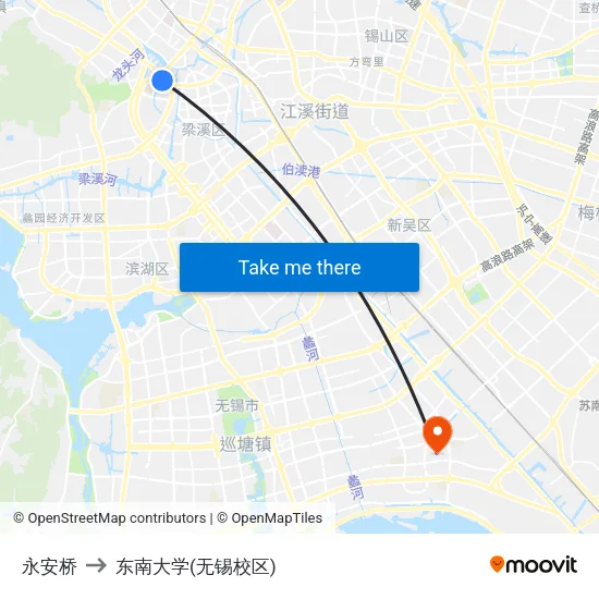永安桥 to 东南大学(无锡校区) map