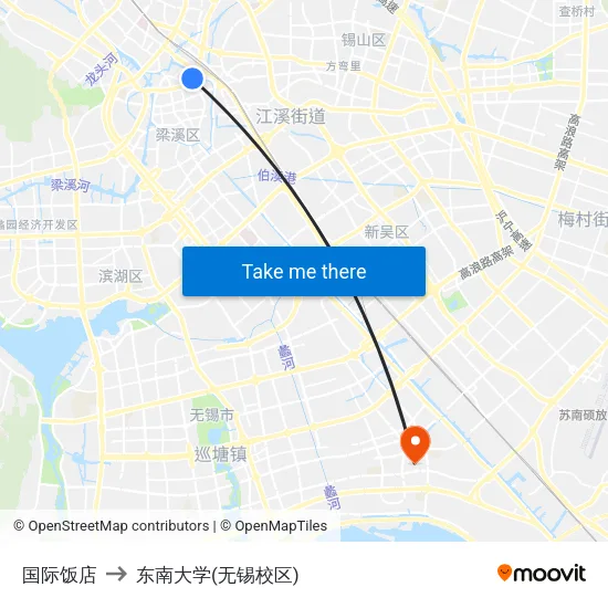 国际饭店 to 东南大学(无锡校区) map