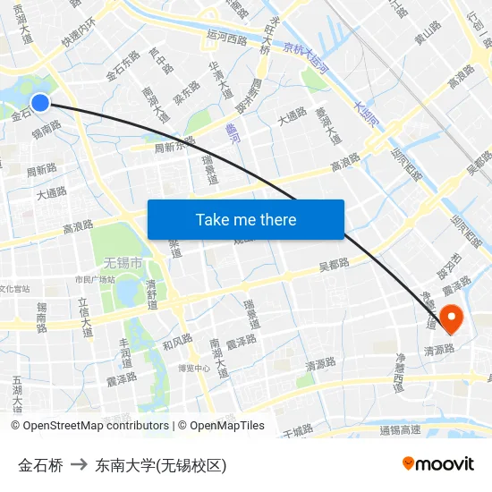 金石桥 to 东南大学(无锡校区) map