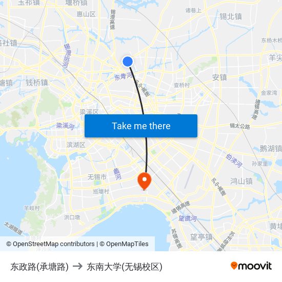 东政路(承塘路) to 东南大学(无锡校区) map