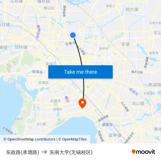东政路(承塘路) to 东南大学(无锡校区) map
