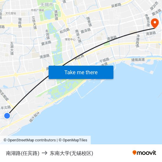 南湖路(任宾路) to 东南大学(无锡校区) map