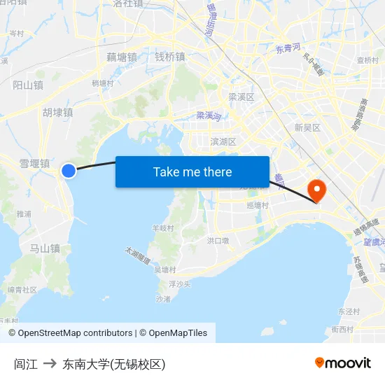 闾江 to 东南大学(无锡校区) map