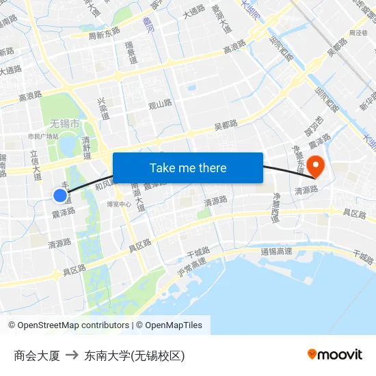 商会大厦 to 东南大学(无锡校区) map
