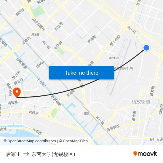 唐家里 to 东南大学(无锡校区) map