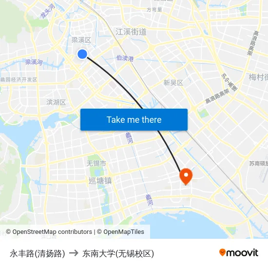 永丰路(清扬路) to 东南大学(无锡校区) map