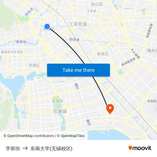 学前街 to 东南大学(无锡校区) map