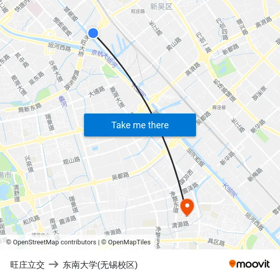 旺庄立交 to 东南大学(无锡校区) map