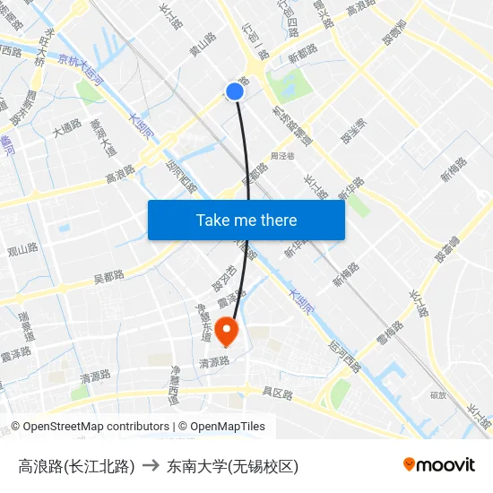 高浪路(长江北路) to 东南大学(无锡校区) map