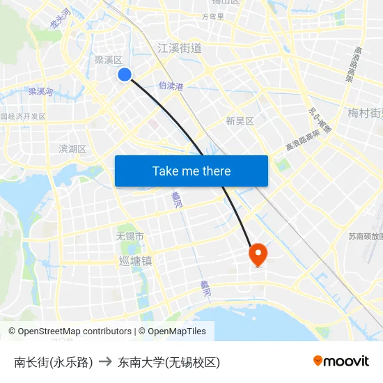 南长街(永乐路) to 东南大学(无锡校区) map