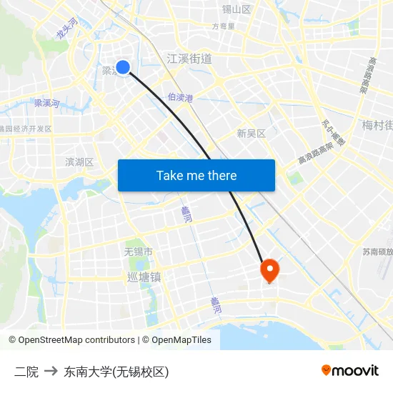 二院 to 东南大学(无锡校区) map