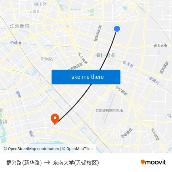 群兴路(新华路) to 东南大学(无锡校区) map