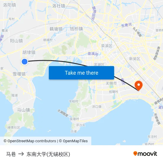 马巷 to 东南大学(无锡校区) map