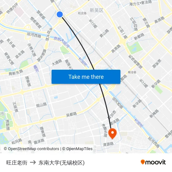 旺庄老街 to 东南大学(无锡校区) map
