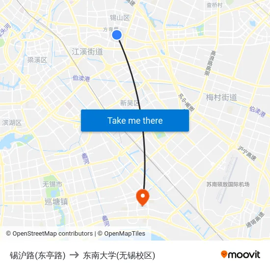 锡沪路(东亭路) to 东南大学(无锡校区) map