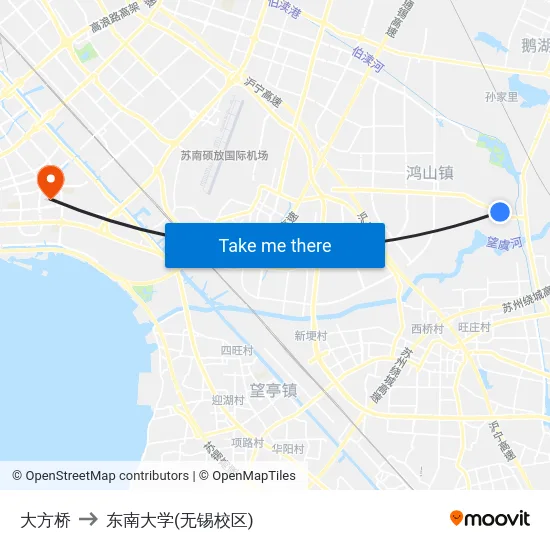 大方桥 to 东南大学(无锡校区) map