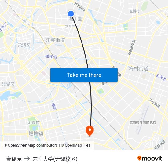 金锡苑 to 东南大学(无锡校区) map