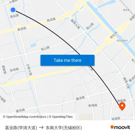 嘉业路(华清大道) to 东南大学(无锡校区) map