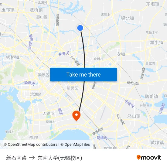 新石南路 to 东南大学(无锡校区) map