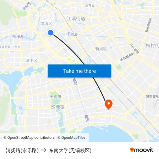 清扬路(永乐路) to 东南大学(无锡校区) map