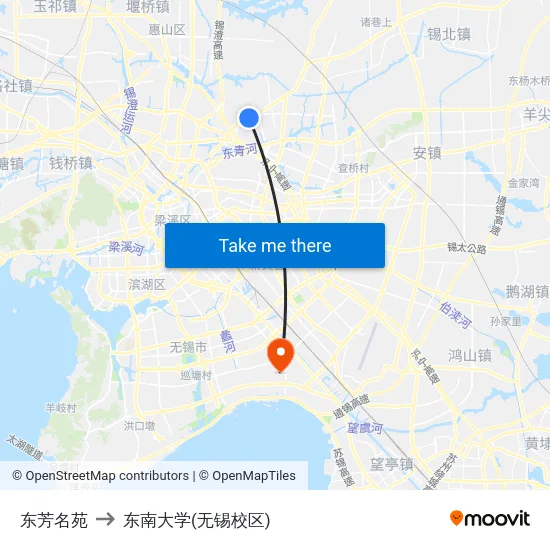东芳名苑 to 东南大学(无锡校区) map