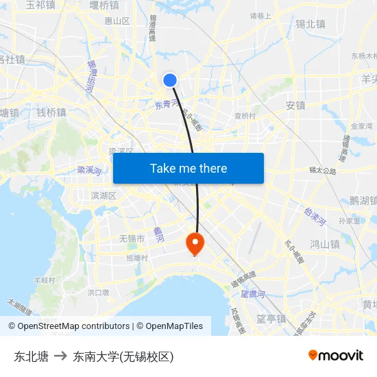 东北塘 to 东南大学(无锡校区) map