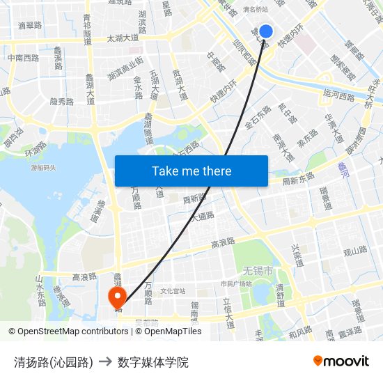 清扬路(沁园路) to 数字媒体学院 map