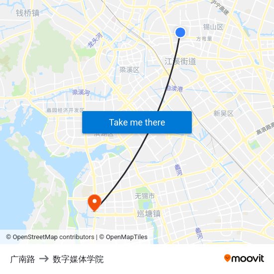 广南路 to 数字媒体学院 map