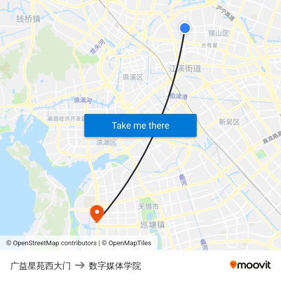 广益星苑西大门 to 数字媒体学院 map