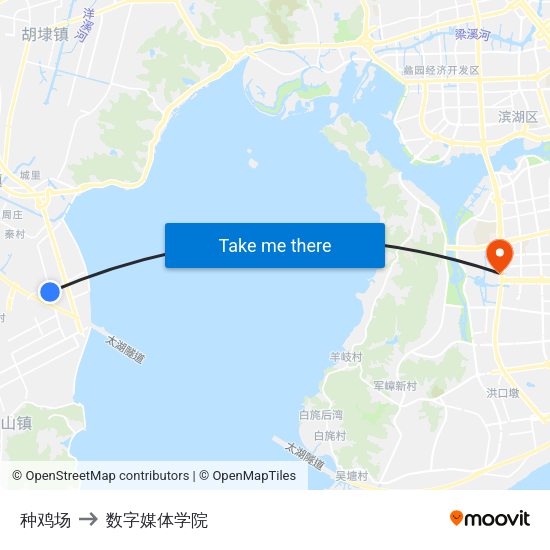 种鸡场 to 数字媒体学院 map
