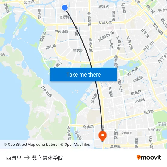 西园里 to 数字媒体学院 map