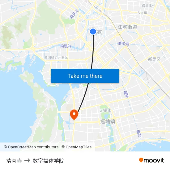 清真寺 to 数字媒体学院 map
