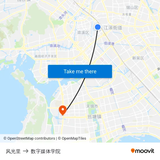 风光里 to 数字媒体学院 map
