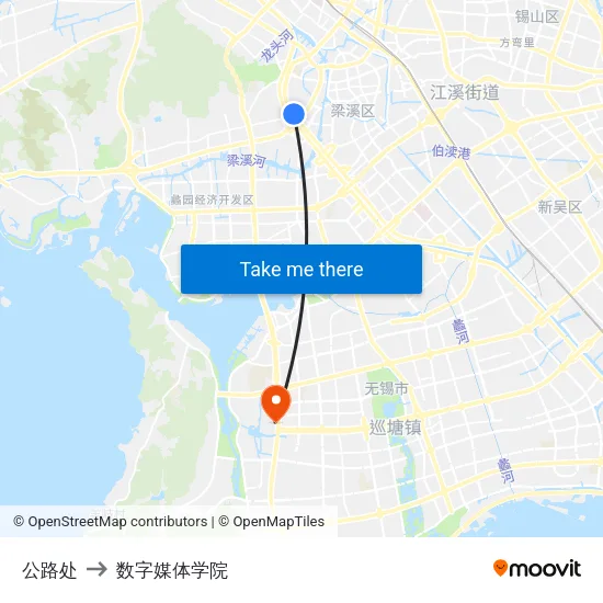 公路处 to 数字媒体学院 map