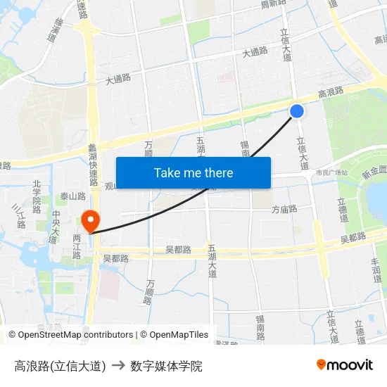 高浪路(立信大道) to 数字媒体学院 map