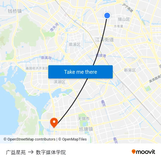 广益星苑 to 数字媒体学院 map