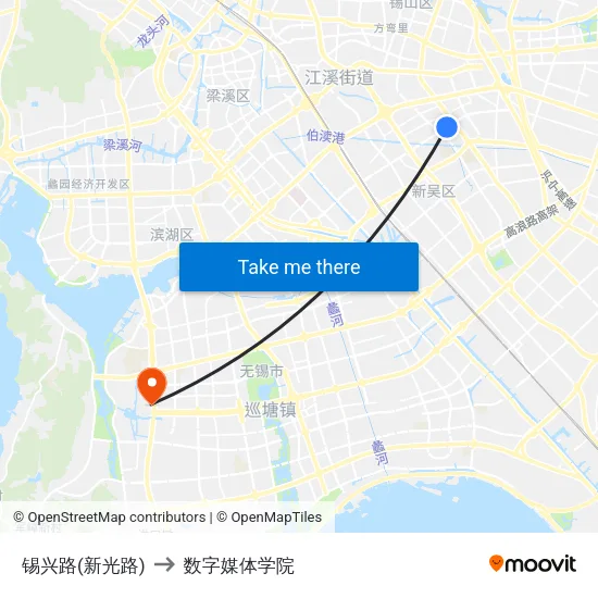 锡兴路(新光路) to 数字媒体学院 map