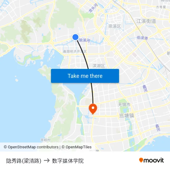 隐秀路(梁清路) to 数字媒体学院 map