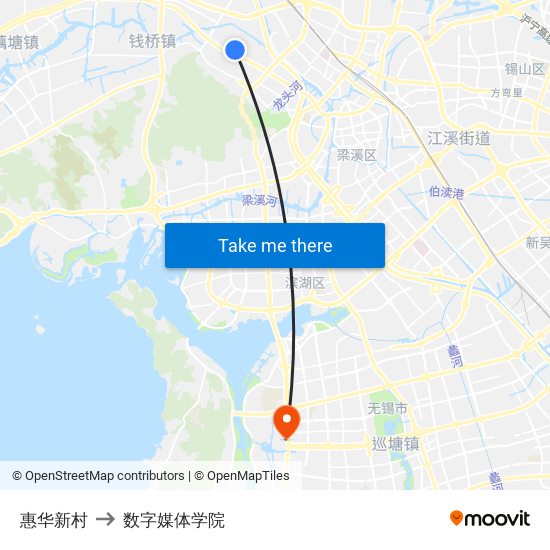 惠华新村 to 数字媒体学院 map