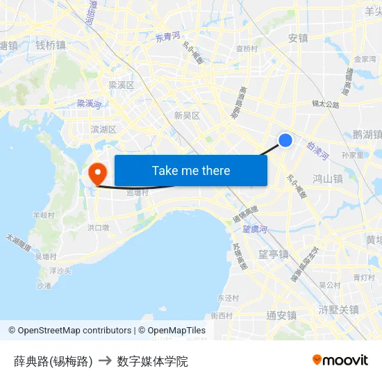薛典路(锡梅路) to 数字媒体学院 map