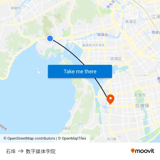 石埠 to 数字媒体学院 map