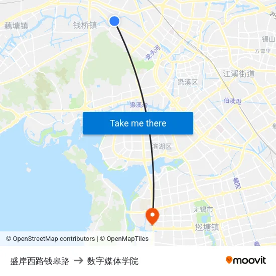 盛岸西路钱皋路 to 数字媒体学院 map