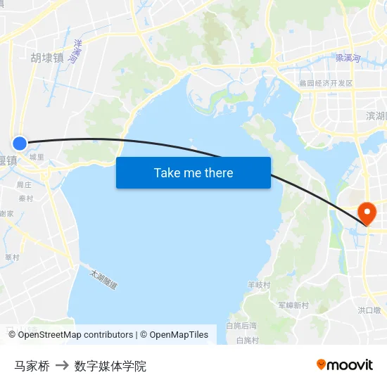 马家桥 to 数字媒体学院 map