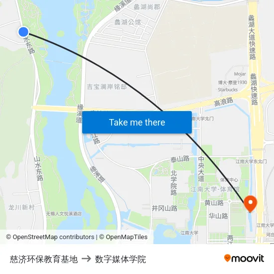 慈济环保教育基地 to 数字媒体学院 map