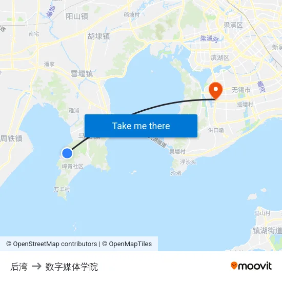 后湾 to 数字媒体学院 map