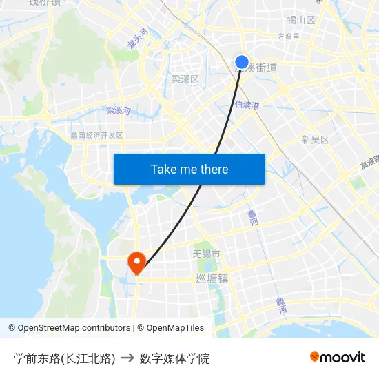 学前东路(长江北路) to 数字媒体学院 map