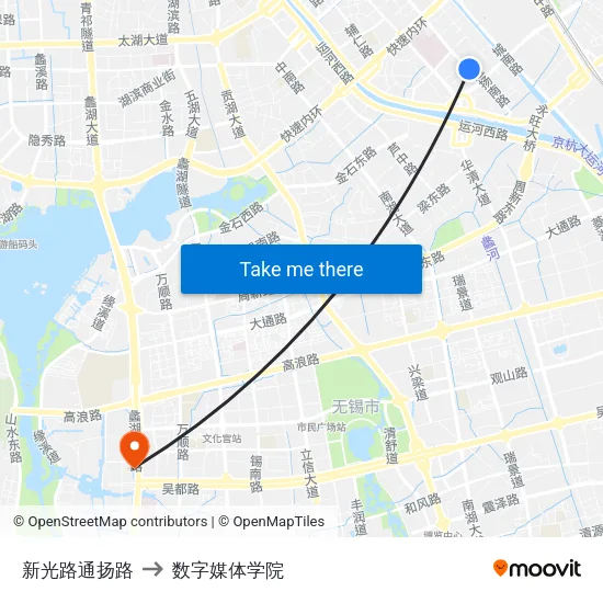 新光路通扬路 to 数字媒体学院 map