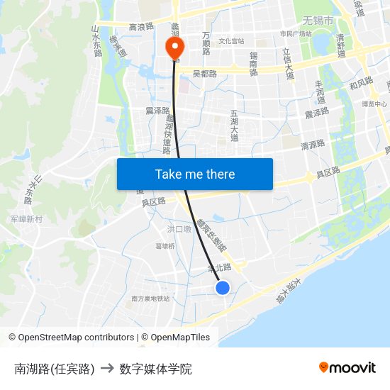 南湖路(任宾路) to 数字媒体学院 map