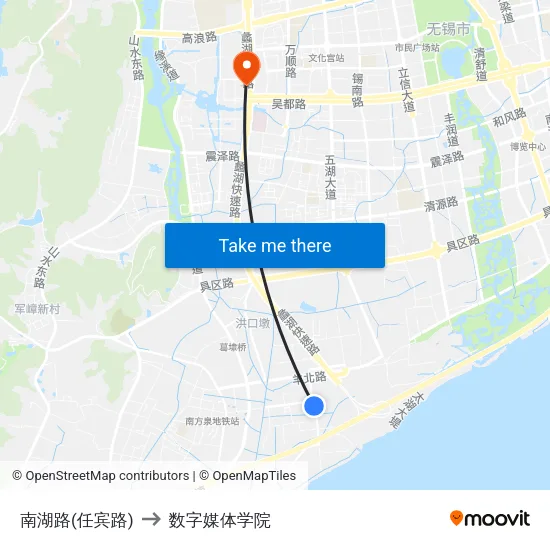 南湖路(任宾路) to 数字媒体学院 map