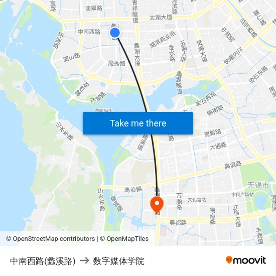 中南西路(蠡溪路) to 数字媒体学院 map